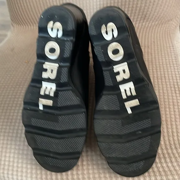 Sorel Joan Uptown Chelsea Waterproof Black Leather Ankle Boots Womens Size 9.5