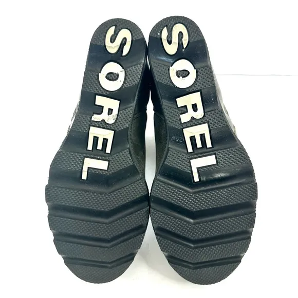 Sorel leather waterproof Joan of Arctic gray zip bootie ankle boot wedge 7.5