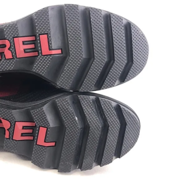 Sorel Lexie Black Leather Wedge Ankle Boots 6.5