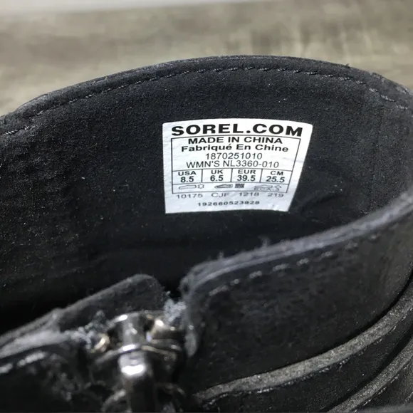 Sorel NL3360 Joan of Arctic Wedge II Waterproof Black Buckle Zip Women Boots 8.5