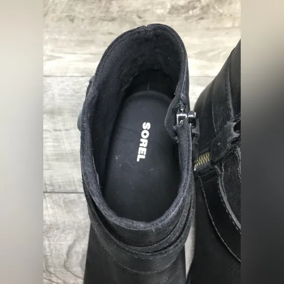 Sorel NL3360 Joan of Arctic Wedge II Waterproof Black Buckle Zip Women Boots 8.5