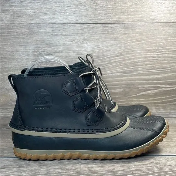 Sorel Out ‘N About Plus Black Nubuck Women’s Sz 7.5 Warm Waterproof Duck Boots