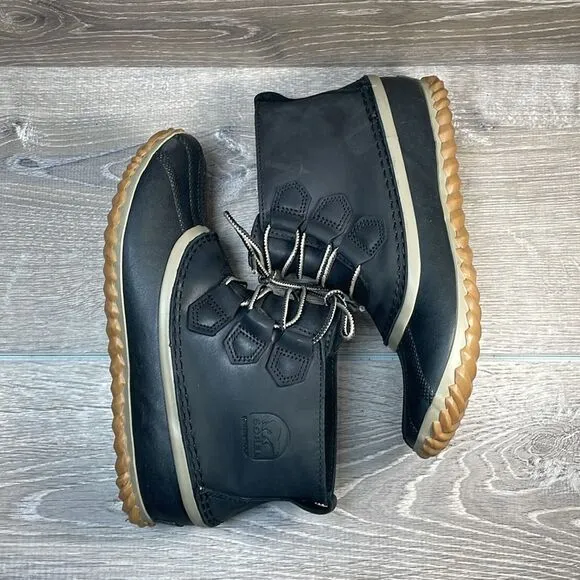 Sorel Out ‘N About Plus Black Nubuck Women’s Sz 7.5 Warm Waterproof Duck Boots