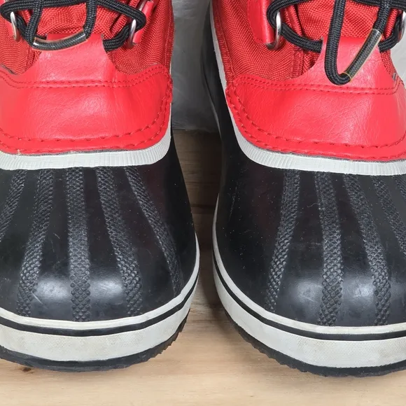 Sorel Red Black Winter Carnival Boots Cooper Mitchell Waterproof Faux Fur Size 6
