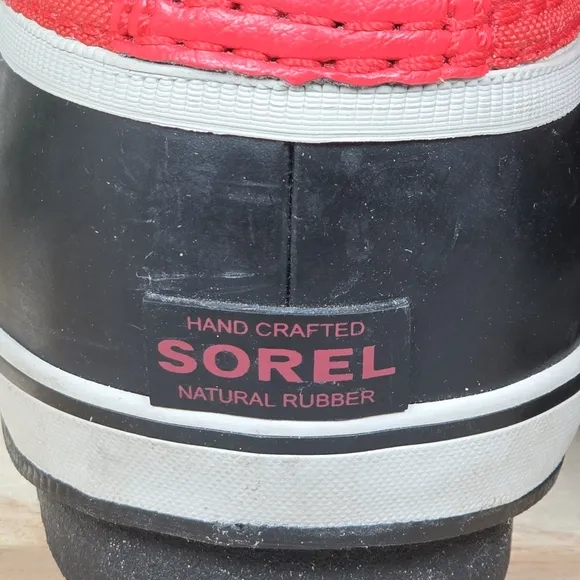 Sorel Red Black Winter Carnival Boots Cooper Mitchell Waterproof Faux Fur Size 6