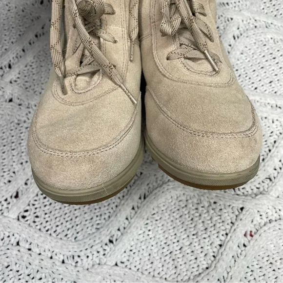 Sorel Tan Evie Sport Lace Up Bootie Waterproof Suede Wedge Ankle‎ Sneaker Boots