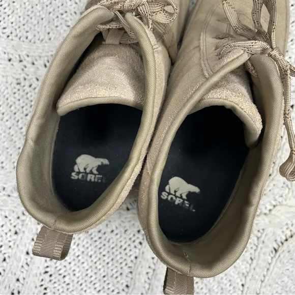 Sorel Tan Evie Sport Lace Up Bootie Waterproof Suede Wedge Ankle‎ Sneaker Boots