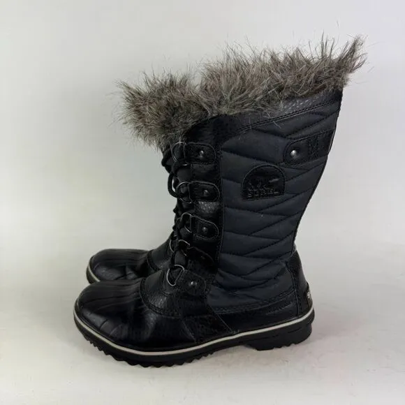 Sorel Tofino II Duck Boots Women's 9 Black Nylon Lace Up Waterproof NL2332-010