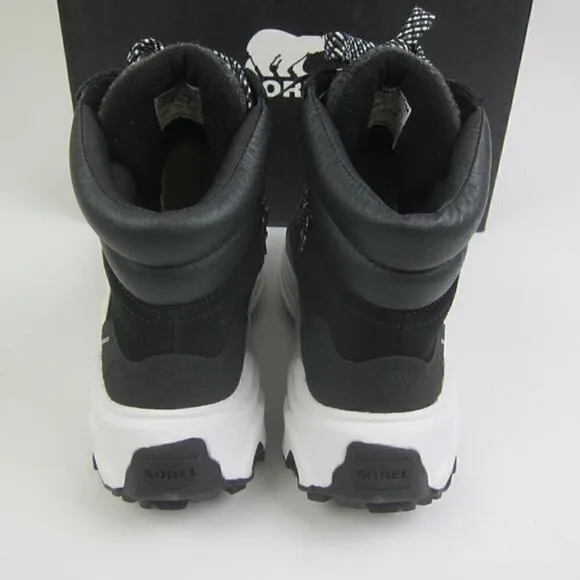 Sorel Womens 7 Sneaker Boots Black &amp; Sea Salt Waterproof Lace Up NEW IN BOX
