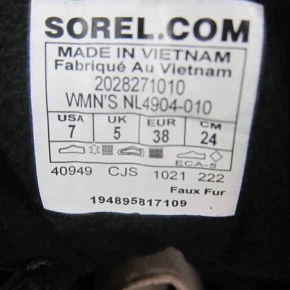 Sorel Womens 7 Sneaker Boots Black &amp; Sea Salt Waterproof Lace Up NEW IN BOX