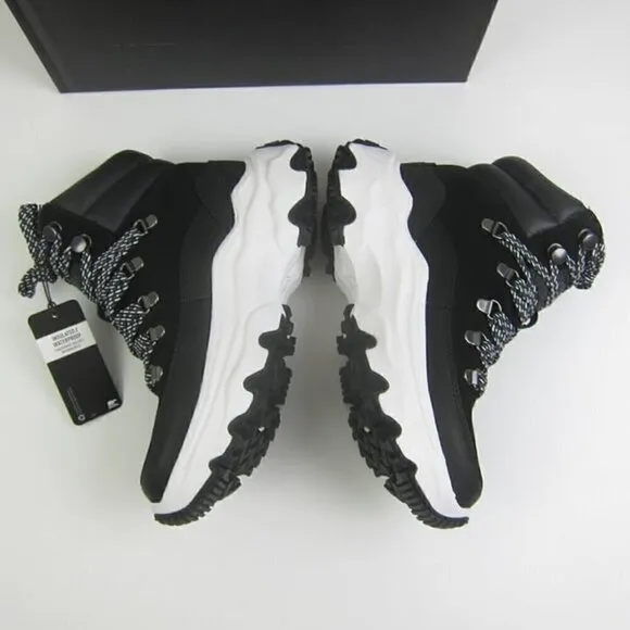 Sorel Womens 7 Sneaker Boots Black &amp; Sea Salt Waterproof Lace Up NEW IN BOX