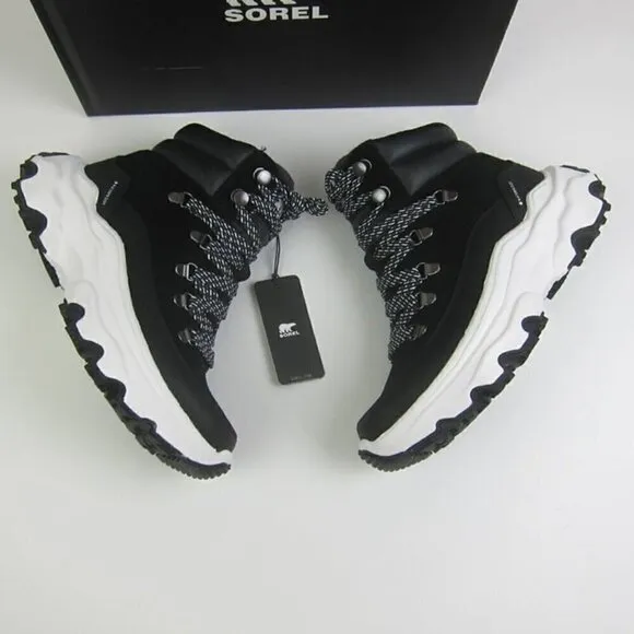 Sorel Womens 7 Sneaker Boots Black &amp; Sea Salt Waterproof Lace Up NEW IN BOX