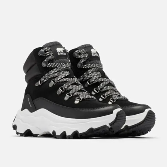 Sorel Womens 7 Sneaker Boots Black &amp; Sea Salt Waterproof Lace Up NEW IN BOX