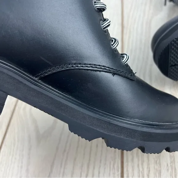 Sorel Women's Lennox Leather Lace-Up STKD WP Boots 7.5US Black / Sea Salt $190