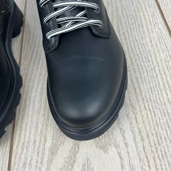 Sorel Women's Lennox Leather Lace-Up STKD WP Boots 7.5US Black / Sea Salt $190