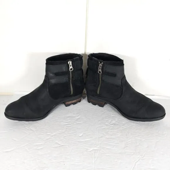 SOREL Women's Lolla US6,5 Black Suede Waterproof Leather Ankle Boots Booties