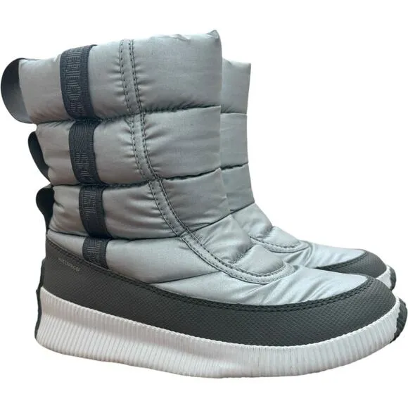 Sorel Women's Out N About Mid Puffy Boots In Silver Size 8