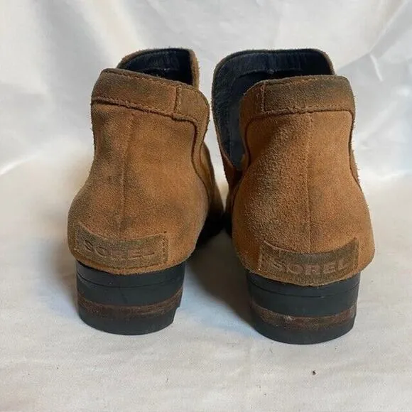 Sorel Womens Size 10.5 Lolla Boots Waterproof Suede Cut Out Ankle Booties Camel