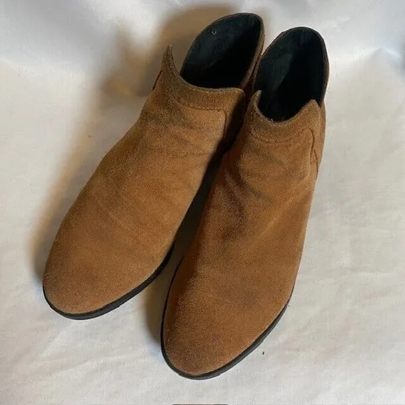 Sorel Womens Size 10.5 Lolla Boots Waterproof Suede Cut Out Ankle Booties Camel