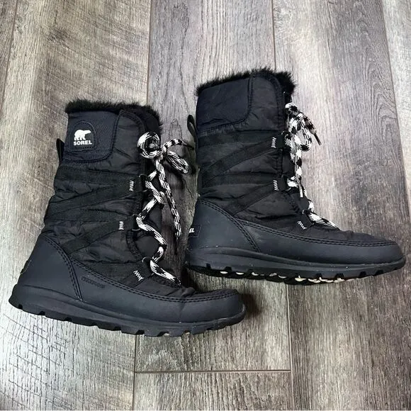 Sorel Women’s Whitney Tall Lace II Boot Black Waterproof Boots Women’s Size 5