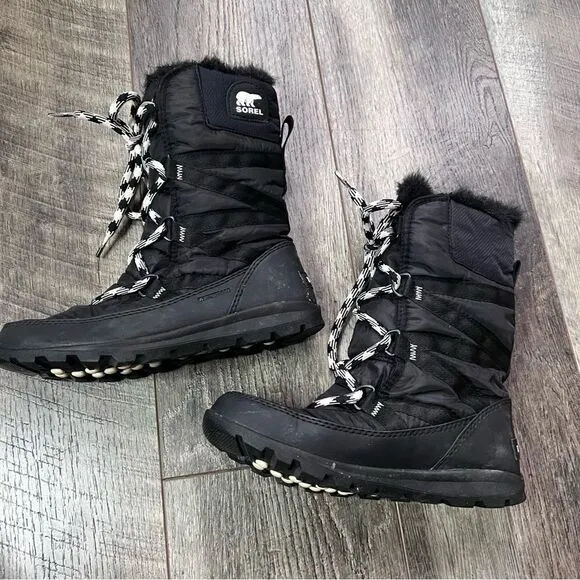 Sorel Women’s Whitney Tall Lace II Boot Black Waterproof Boots Women’s Size 5