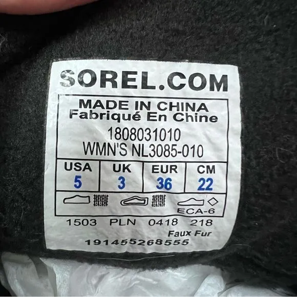 Sorel Women’s Whitney Tall Lace II Boot Black Waterproof Boots Women’s Size 5