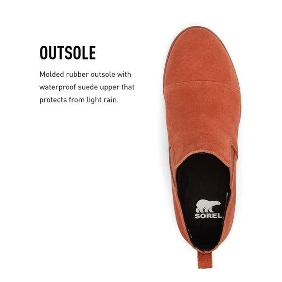 SOREL Evie Pull-On Bootie — Waterproof Suede Leather Wedge Ankle Booties