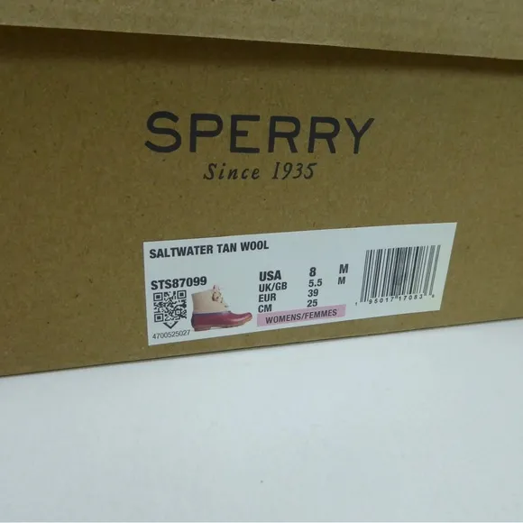Sperry Saltwater Wool Blend Upper &amp; Rubber Duck Boots Side Zip Fleece Lined NIB