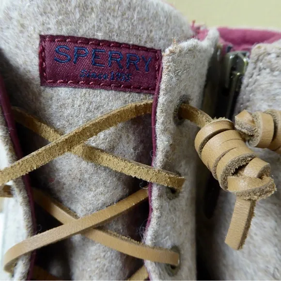 Sperry Saltwater Wool Blend Upper &amp; Rubber Duck Boots Side Zip Fleece Lined NIB