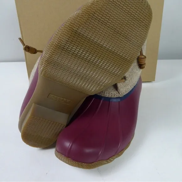 Sperry Saltwater Wool Blend Upper &amp; Rubber Duck Boots Side Zip Fleece Lined NIB
