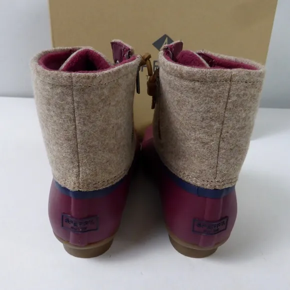Sperry Saltwater Wool Blend Upper &amp; Rubber Duck Boots Side Zip Fleece Lined NIB
