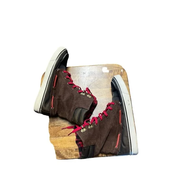 Sperry Top Sider Acklins Boots Size 7.5 Corduroy Flannel Plaid Fall Outd…