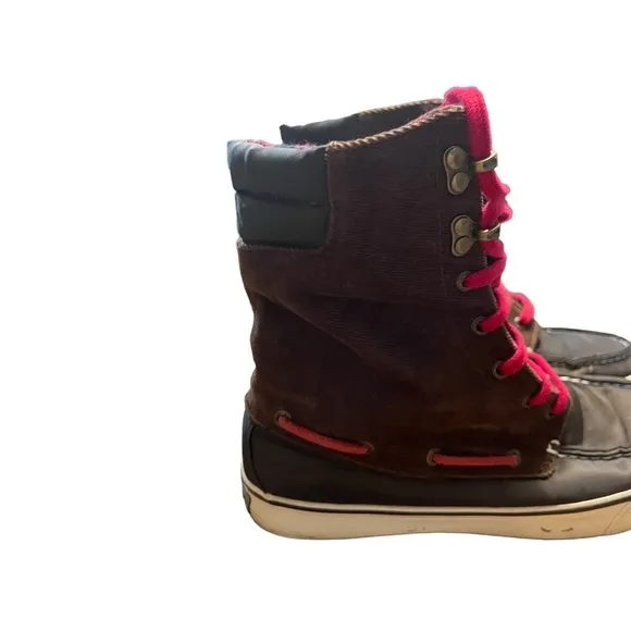 Sperry Top Sider Acklins Boots Size 7.5 Corduroy Flannel Plaid Fall Outd…