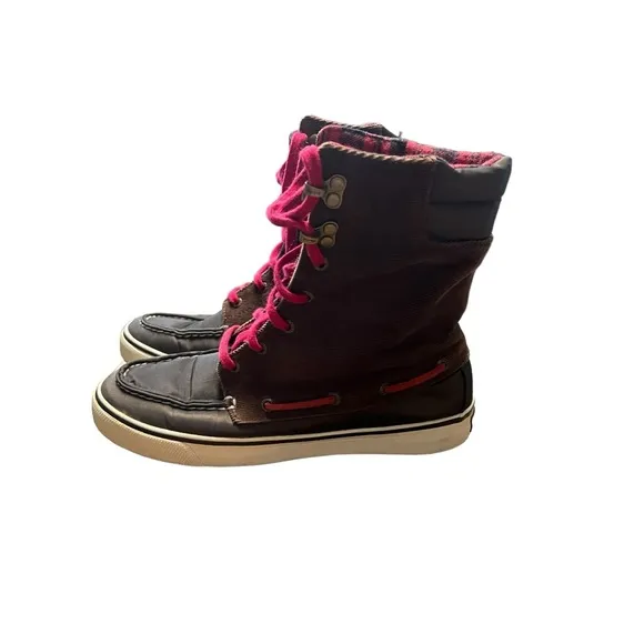 Sperry Top Sider Acklins Boots Size 7.5 Corduroy Flannel Plaid Fall Outd…