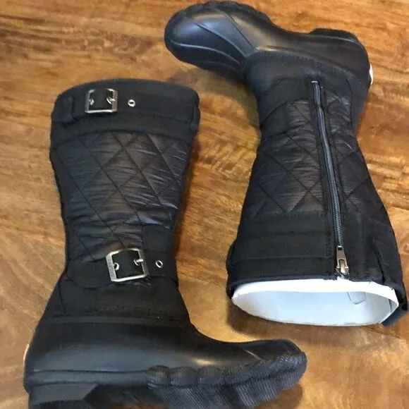 Sperry Saltwater Tall Buckle Nylon Quilt black size 5