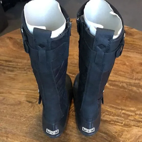Sperry Saltwater Tall Buckle Nylon Quilt black size 5