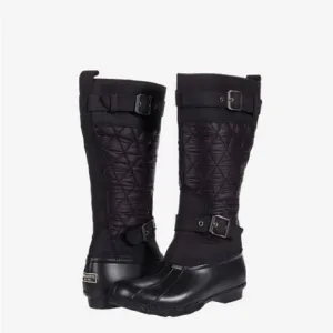 Sperry Saltwater Tall Buckle Nylon Quilt black size 5