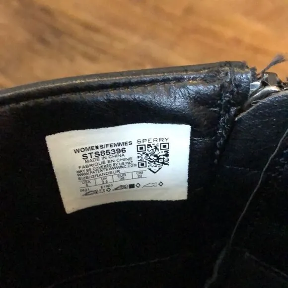 Sperry Saltwater Tall Buckle Nylon Quilt black size 5