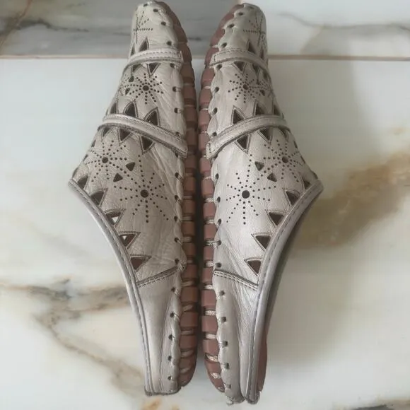 Spring Step Women’s Fusalide Gray Leather Slip On Cut Out Clog Shoes Mules Sz 38