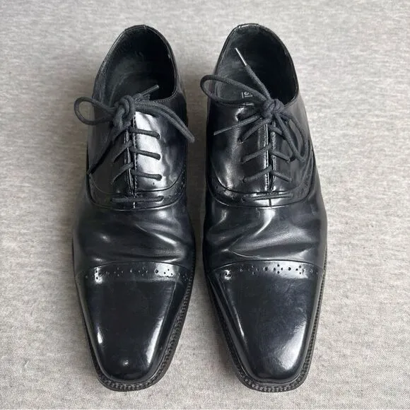Stacy Adams Mens Oxford Lace Shoe Black Leather Size 10 M Tie Up 20135-001