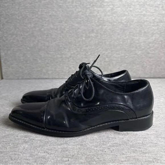 Stacy Adams Mens Oxford Lace Shoe Black Leather Size 10 M Tie Up 20135-001