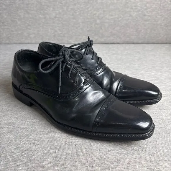 Stacy Adams Mens Oxford Lace Shoe Black Leather Size 10 M Tie Up 20135-001