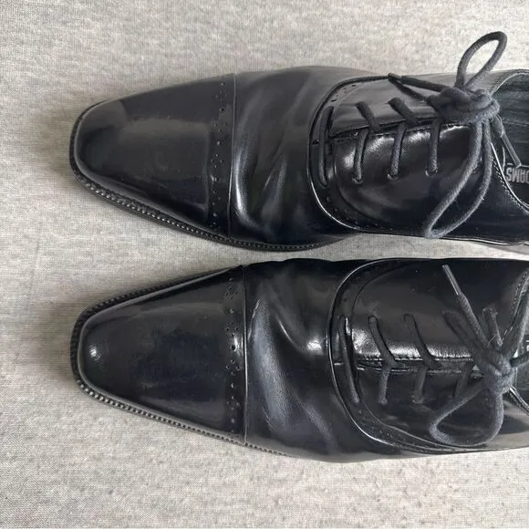 Stacy Adams Mens Oxford Lace Shoe Black Leather Size 10 M Tie Up 20135-001