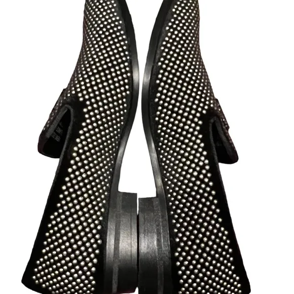 Stacy Adams Men's Shoes Swagger Studded Slip On Black and Silver size 7.5