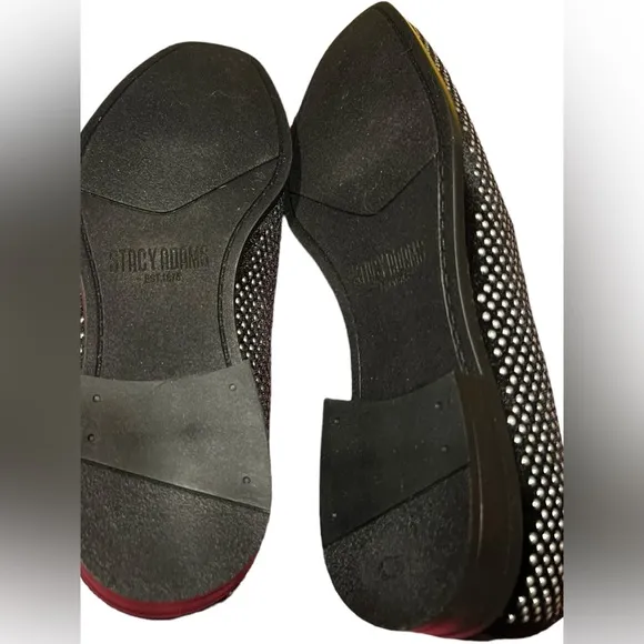 Stacy Adams Men's Shoes Swagger Studded Slip On Black and Silver size 7.5