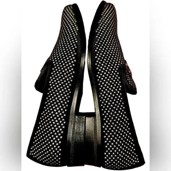 Stacy Adams Men's Shoes Swagger Studded Slip On Black and Silver size 7.5