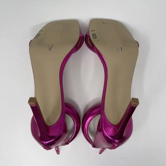 Steve Madden Partay Ankle Strap Stiletto Dress Sandals Womens 7 Pink Metallic