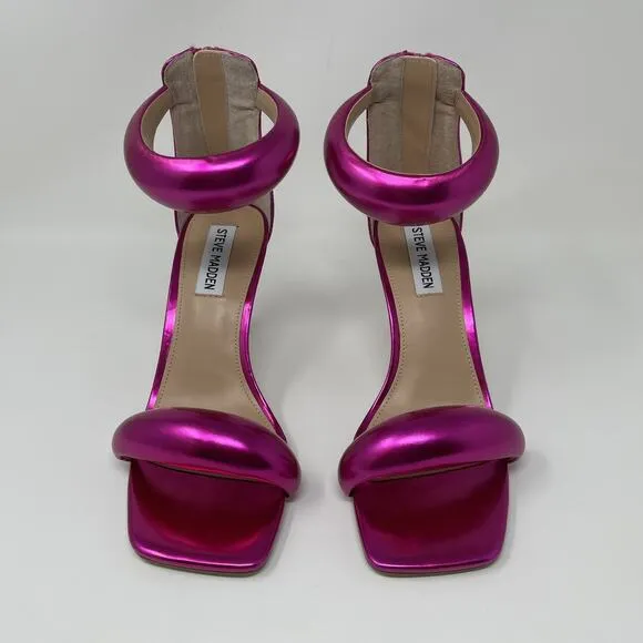 Steve Madden Partay Ankle Strap Stiletto Dress Sandals Womens 7 Pink Metallic