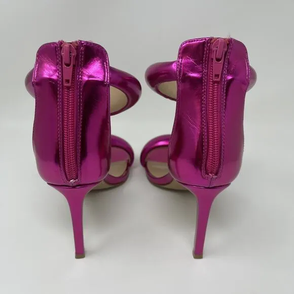 Steve Madden Partay Ankle Strap Stiletto Dress Sandals Womens 7 Pink Metallic