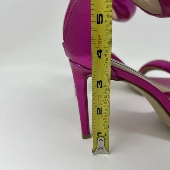 Steve Madden Partay Ankle Strap Stiletto Dress Sandals Womens 7 Pink Metallic